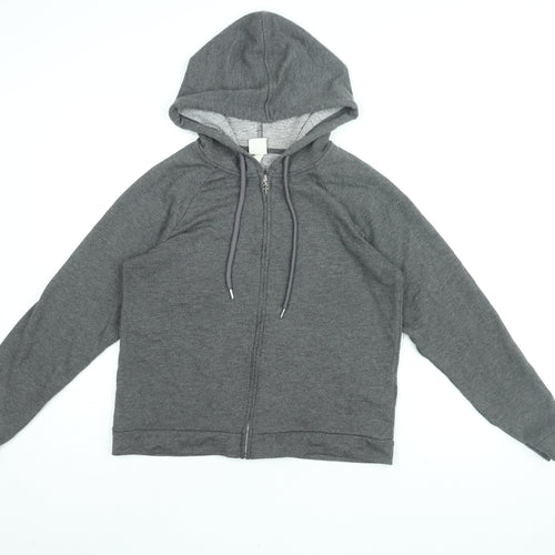 H&M Womens Grey Polyester Full Zip Hoodie Size S Zip