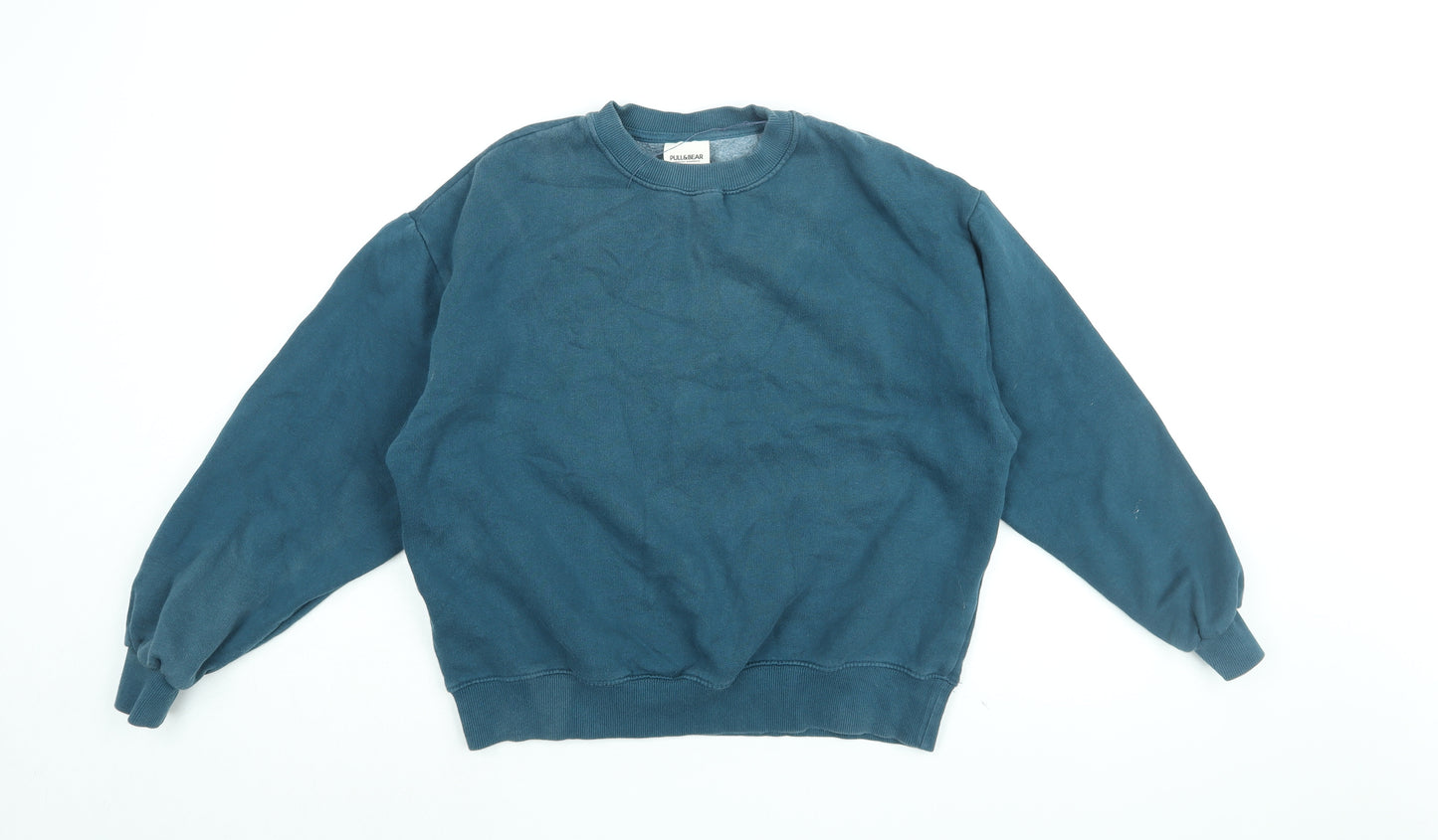 Pull&Bear Womens Blue Cotton Pullover Sweatshirt Size S Pullover