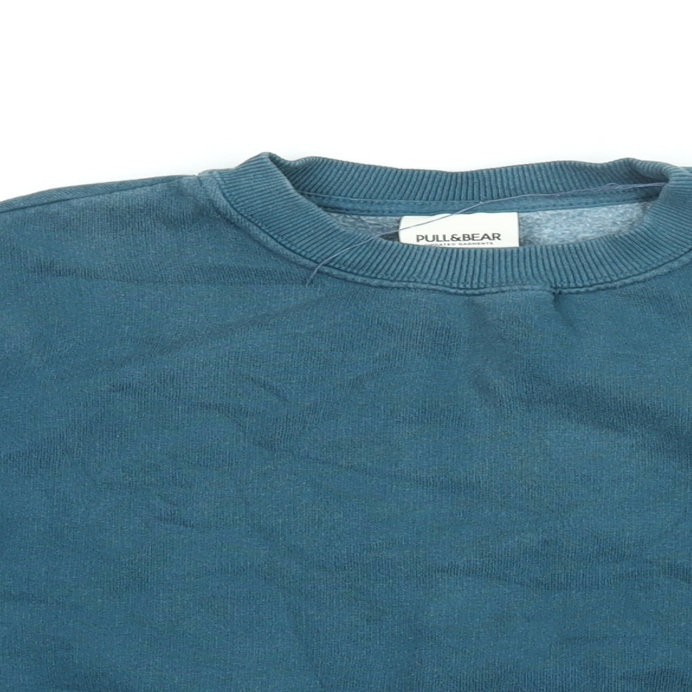 Pull&Bear Womens Blue Cotton Pullover Sweatshirt Size S Pullover