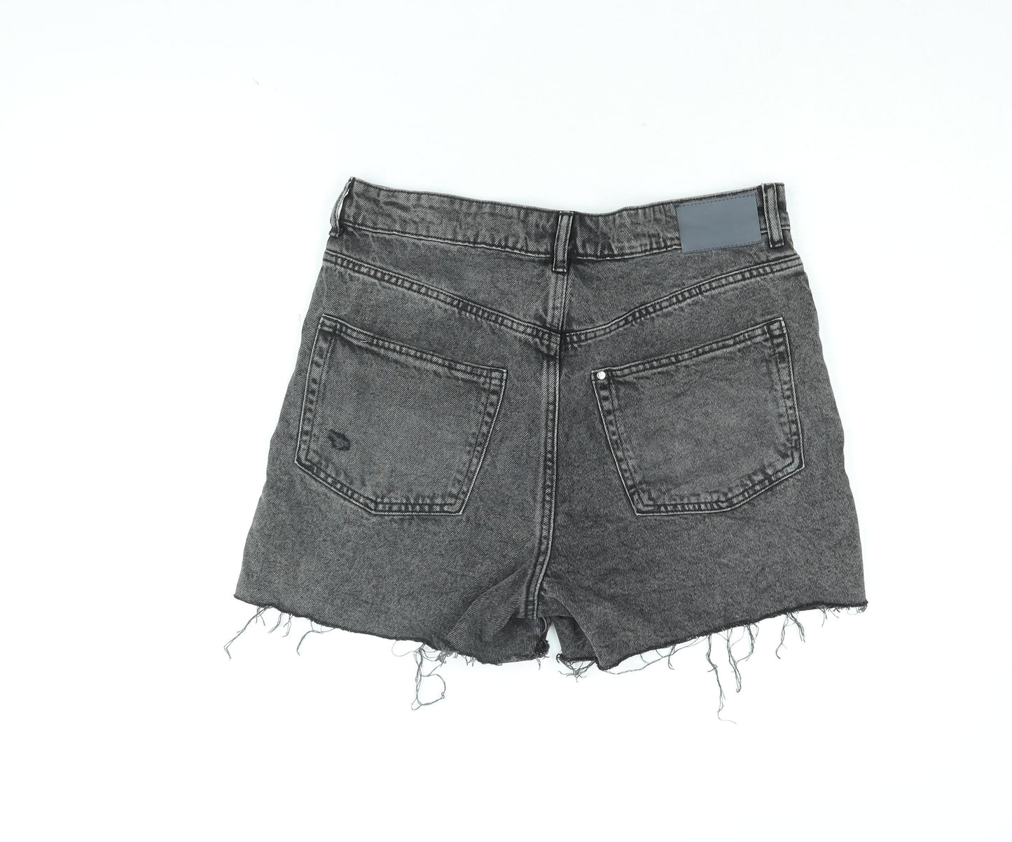 H&M Womens Black Cotton Boyfriend Shorts Size 12 L4 in Regular Zip