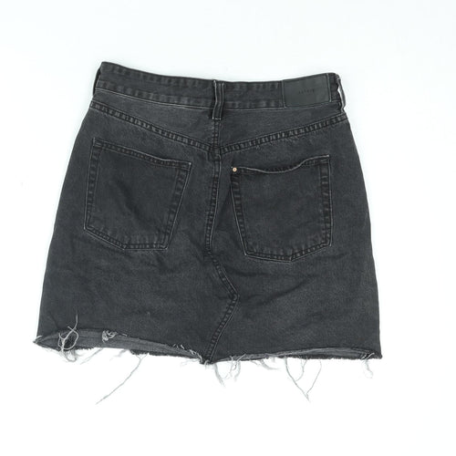 H&M Womens Black Cotton Mini Skirt Size 10 Zip