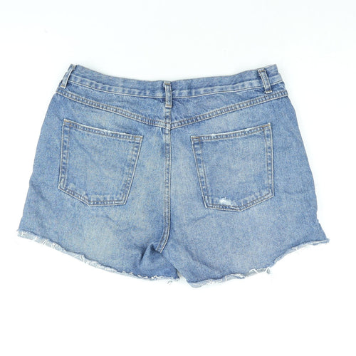 Topshop Womens Blue Cotton Boyfriend Shorts Size 16 L4 in Regular Zip