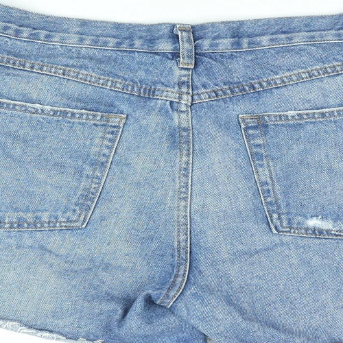 Topshop Womens Blue Cotton Boyfriend Shorts Size 16 L4 in Regular Zip