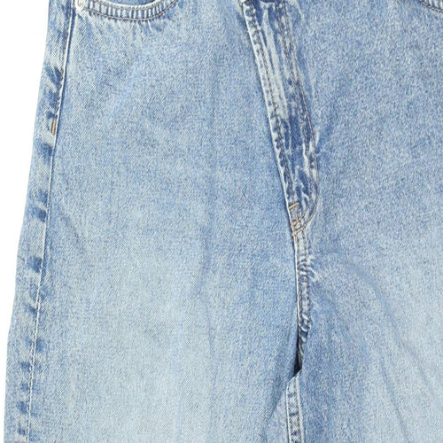 H&M Womens Blue Cotton Boyfriend Jeans Size 10 L31 in Regular Zip