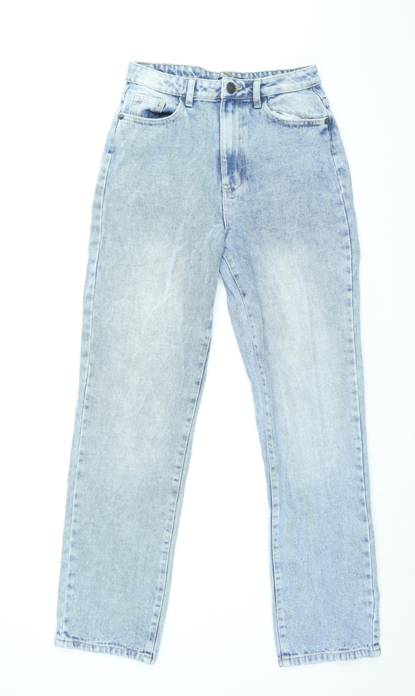 Nasty Gal Womens Blue Cotton Straight Jeans Size 8 L30 in Regular Zip