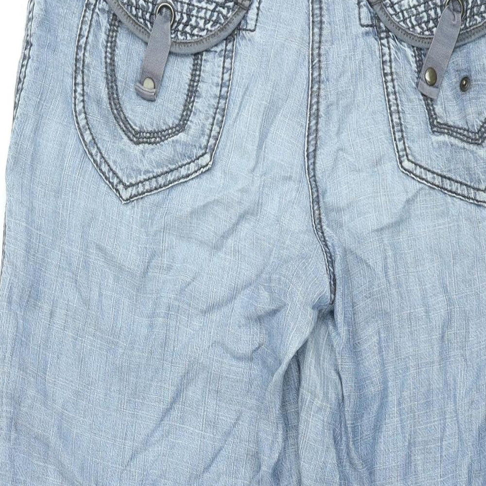 NEXT Womens Blue Cotton Wide-Leg Jeans Size 10 L30 in Regular Zip