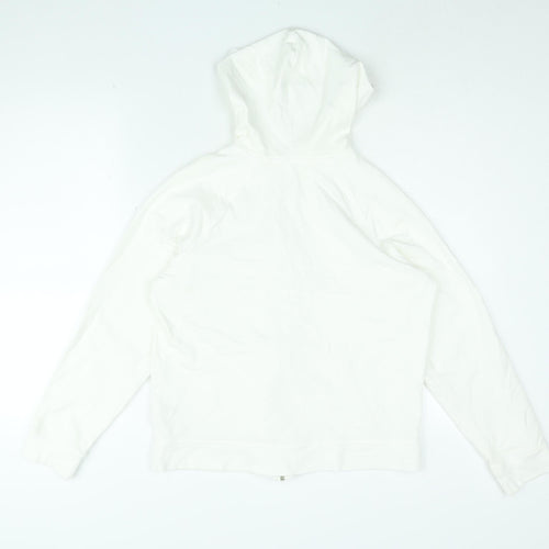 Marks and Spencer Womens White Cotton Full Zip Hoodie Size 16 Zip