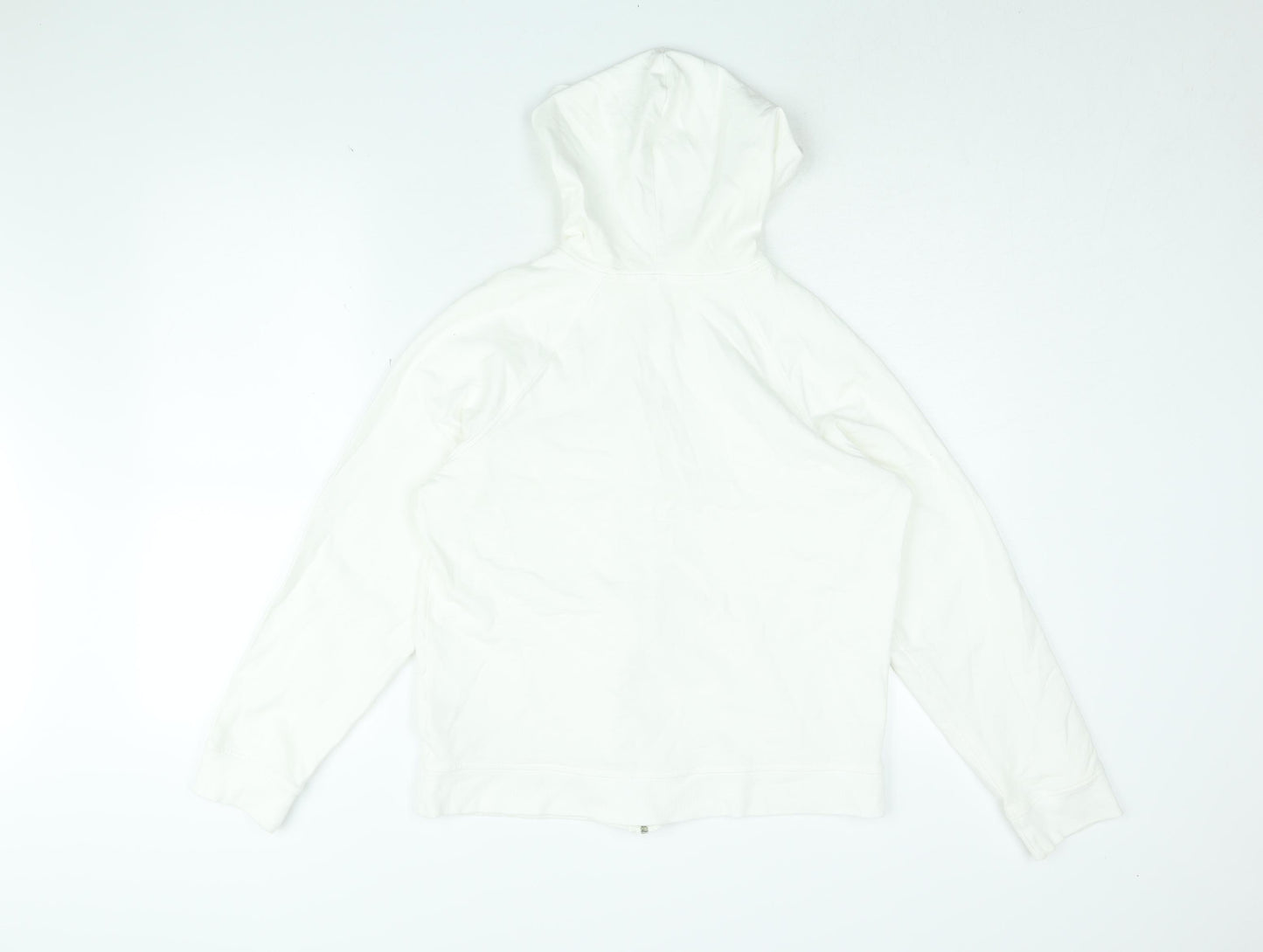 Marks and Spencer Womens White Cotton Full Zip Hoodie Size 16 Zip