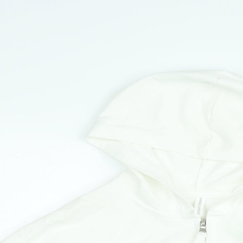 Marks and Spencer Womens White Cotton Full Zip Hoodie Size 16 Zip