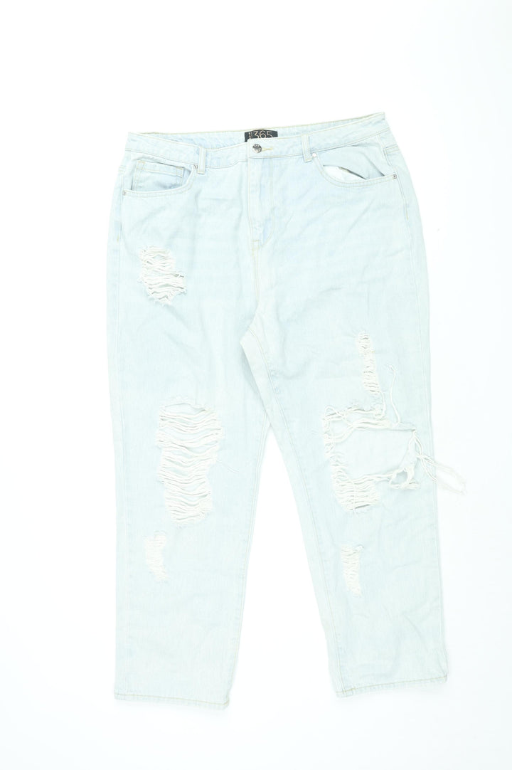 Denim 365 Womens Blue Cotton Boyfriend Jeans Size 14 L25 in Regular Zip