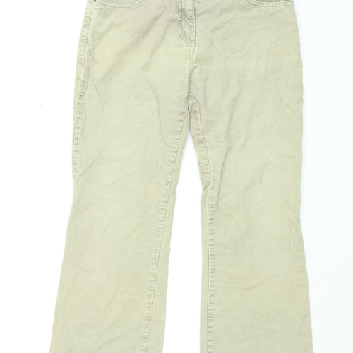 Marks and Spencer Womens Beige Cotton Bootcut Jeans Size 10 L27 in Regular Zip - Corduroy