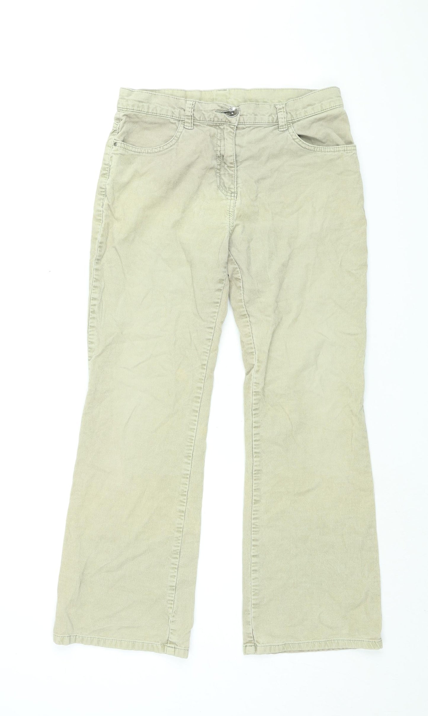 Marks and Spencer Womens Beige Cotton Bootcut Jeans Size 10 L27 in Regular Zip - Corduroy