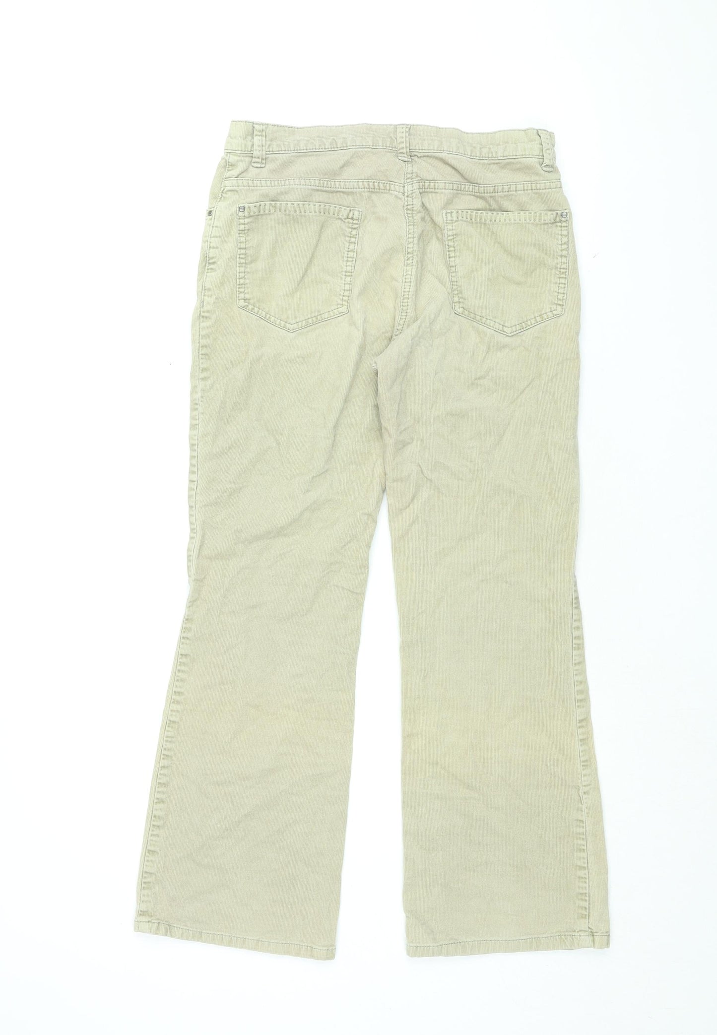 Marks and Spencer Womens Beige Cotton Bootcut Jeans Size 10 L27 in Regular Zip - Corduroy