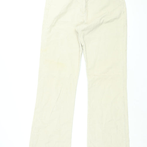 Dorothy Perkins Womens Beige Cotton Bootcut Jeans Size 12 L36 in Regular Zip - Corduroy