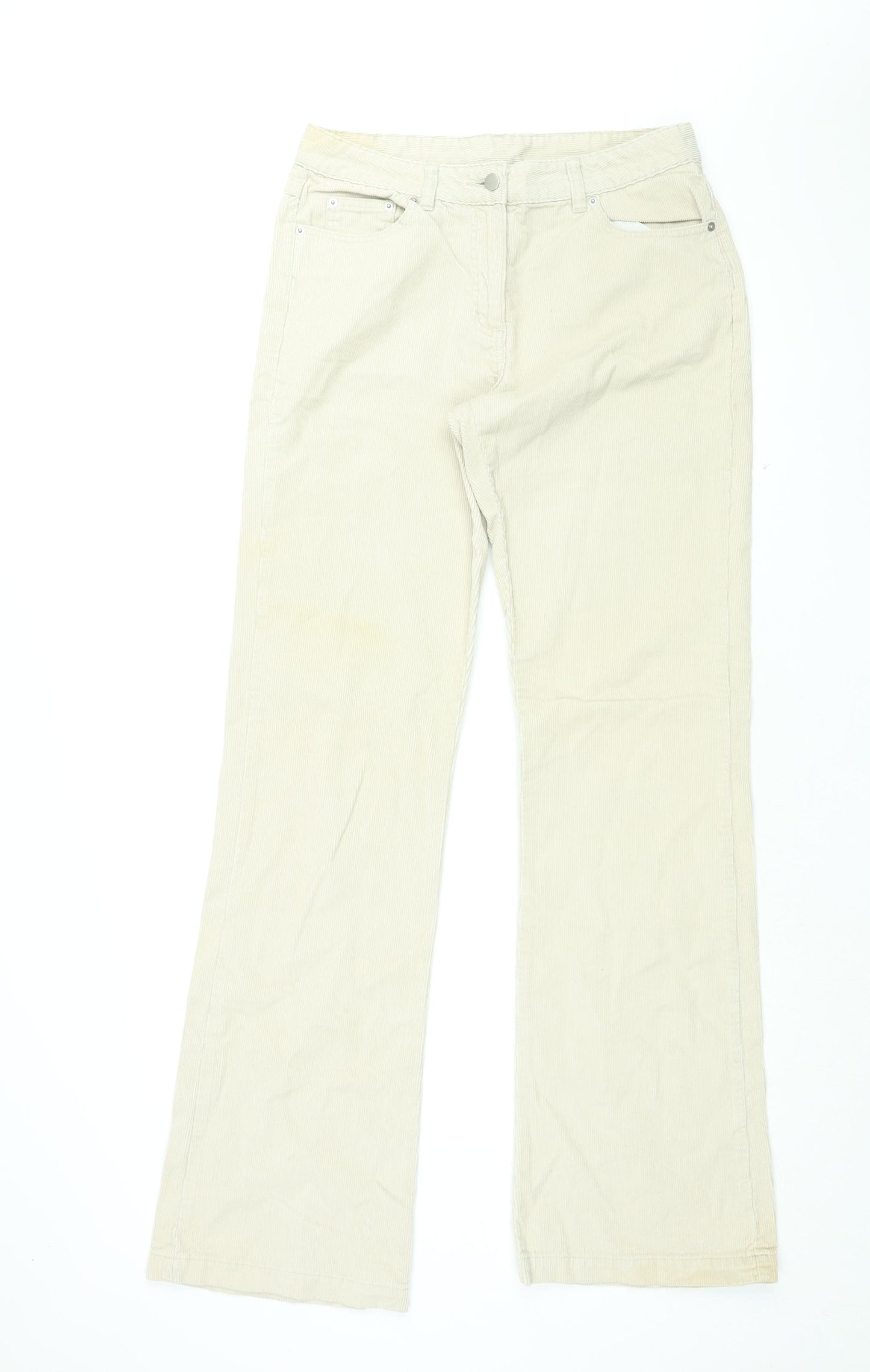 Dorothy Perkins Womens Beige Cotton Bootcut Jeans Size 12 L36 in Regular Zip - Corduroy