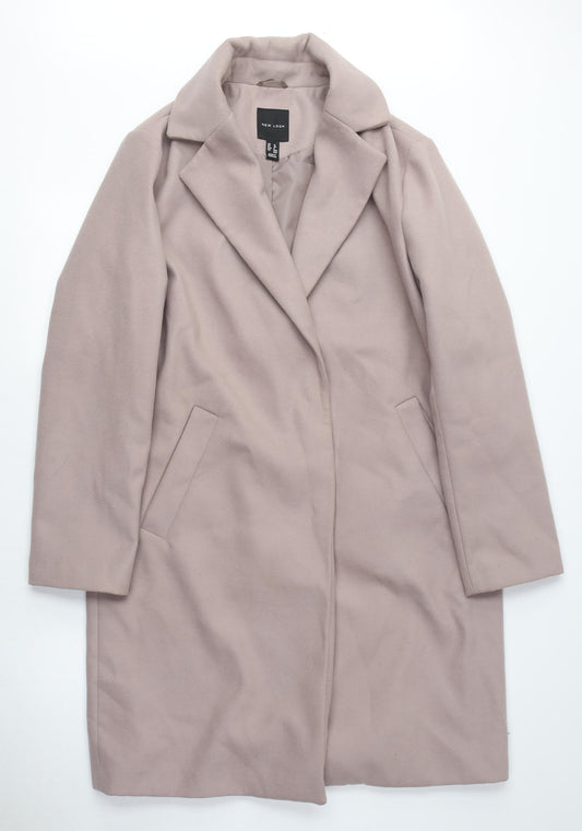 New Look Women's Beige Mid-Length Overcoat Size 10