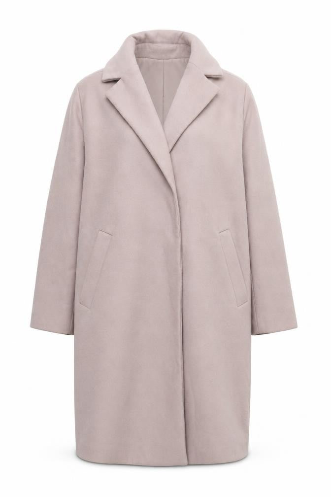 Front view of New Look Women's Beige Mid-Length Overcoat, size 10