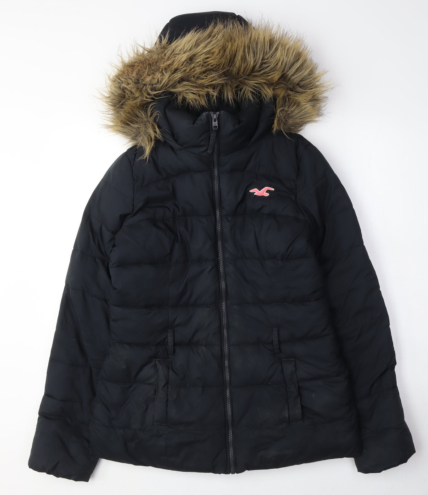 Hollister Women's Black Puffer Jacket, Size M