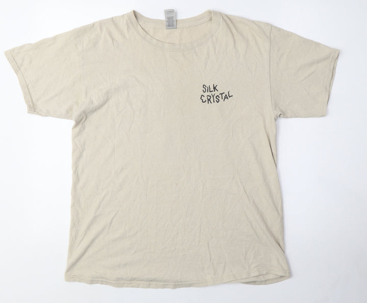 Silk Crystal Men's Beige Graphic T-Shirt Size L