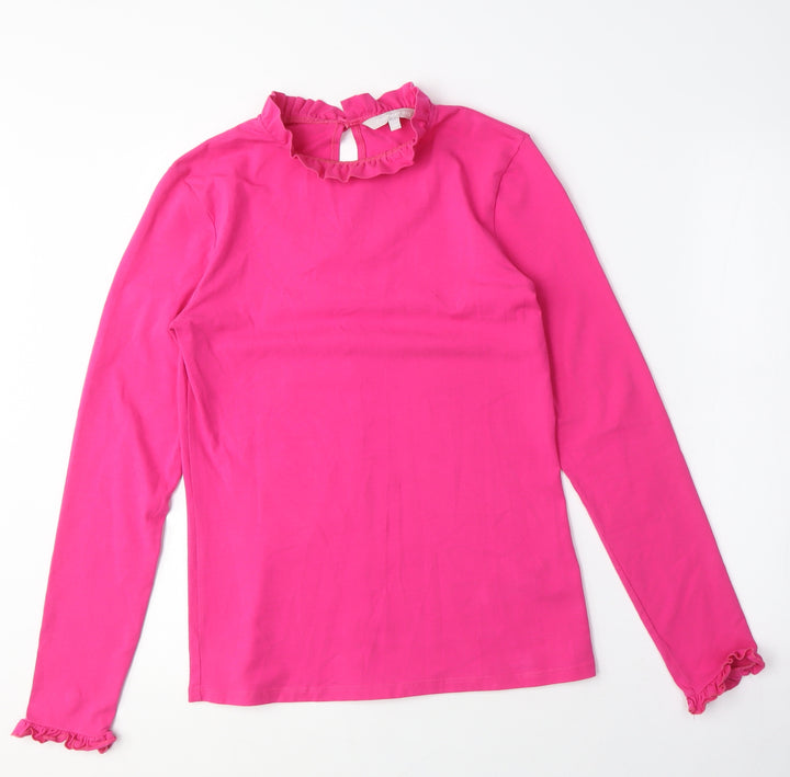 Red Herring Women's Pink Long Sleeve Blouse, Mock Neck, Size S