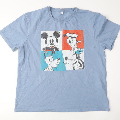 Disney Men's Blue Graphic T-Shirt Mickey Size L