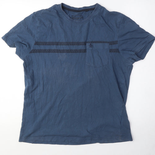 Original Penguin Men's Blue Crew Neck T-Shirt, Size M