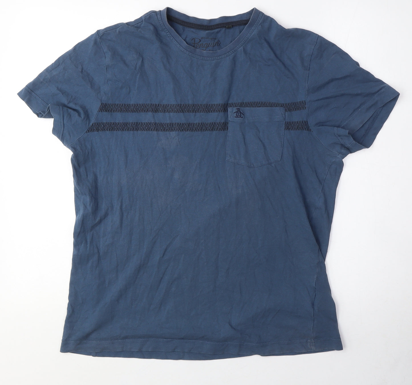 Original Penguin Men's Blue Crew Neck T-Shirt, Size M