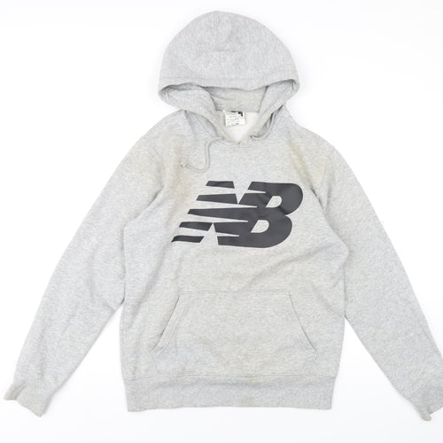 New Balance Mens Grey Cotton Pullover Hoodie Size S