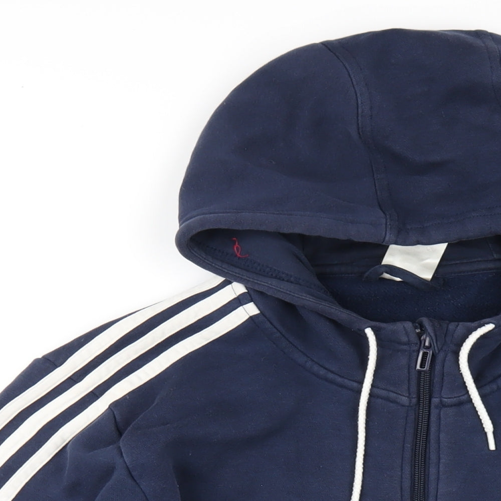 adidas Mens Blue Cotton Full Zip Hoodie Size L