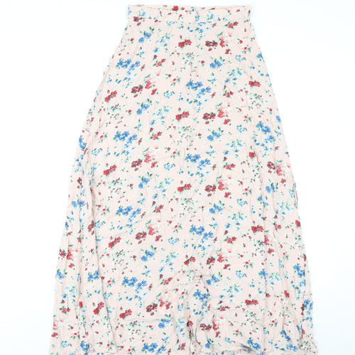 Jigsaw Womens Pink Floral Viscose A-Line Skirt Size 8 Button