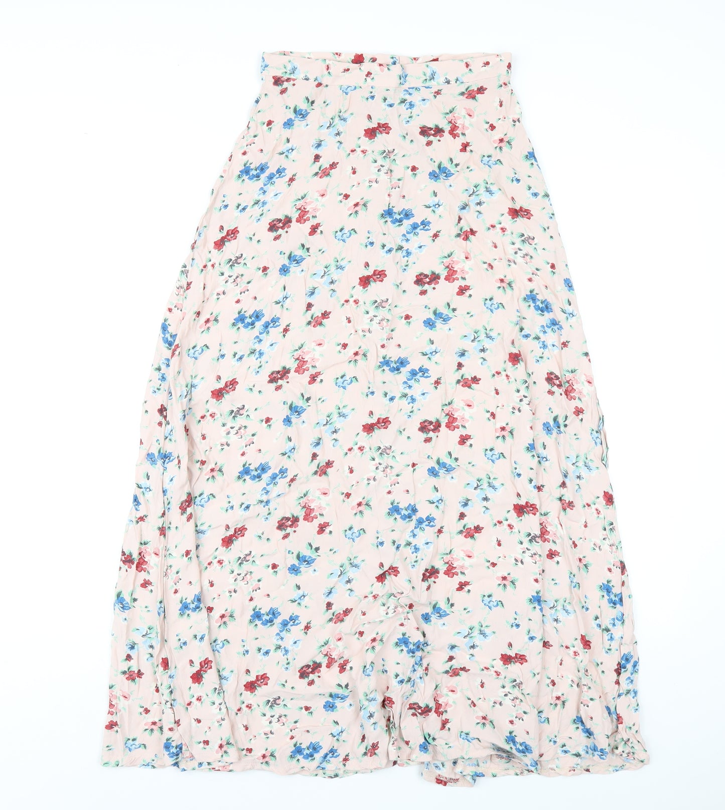 Jigsaw Womens Pink Floral Viscose A-Line Skirt Size 8 Button