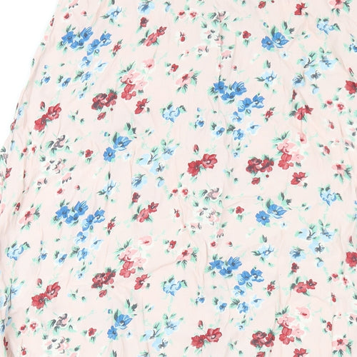 Jigsaw Womens Pink Floral Viscose A-Line Skirt Size 8 Button