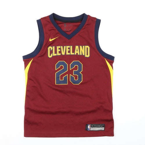 Nike Boys Red Polyester Basic Tank Size 10-11 Years V-Neck Pullover - Cleveland Cavaliers Basketball