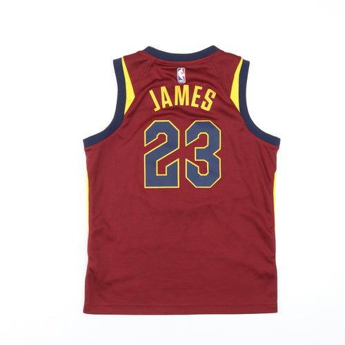 Nike Boys Red Polyester Basic Tank Size 10-11 Years V-Neck Pullover - Cleveland Cavaliers Basketball