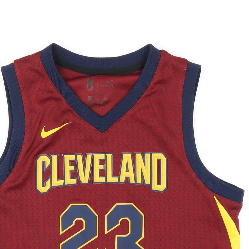 Nike Boys Red Polyester Basic Tank Size 10-11 Years V-Neck Pullover - Cleveland Cavaliers Basketball