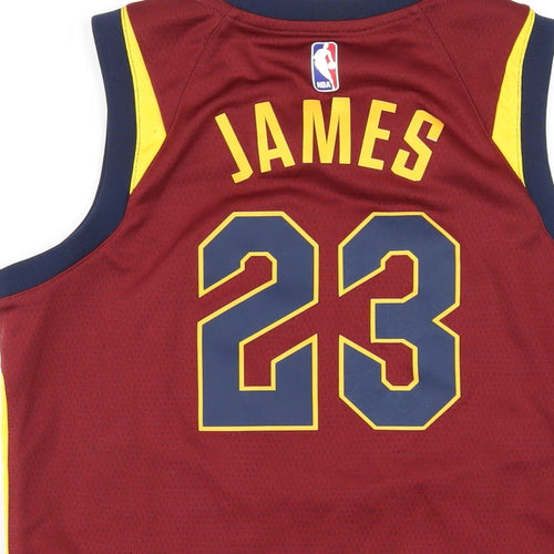 Nike Boys Red Polyester Basic Tank Size 10-11 Years V-Neck Pullover - Cleveland Cavaliers Basketball