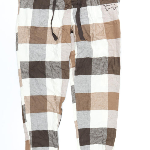 Peter Alexander Mens Brown Check Cotton Pyjama Pants Size M Drawstring