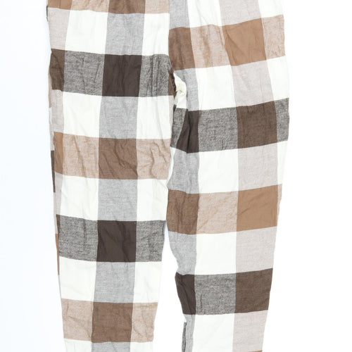 Peter Alexander Mens Brown Check Cotton Pyjama Pants Size M Drawstring