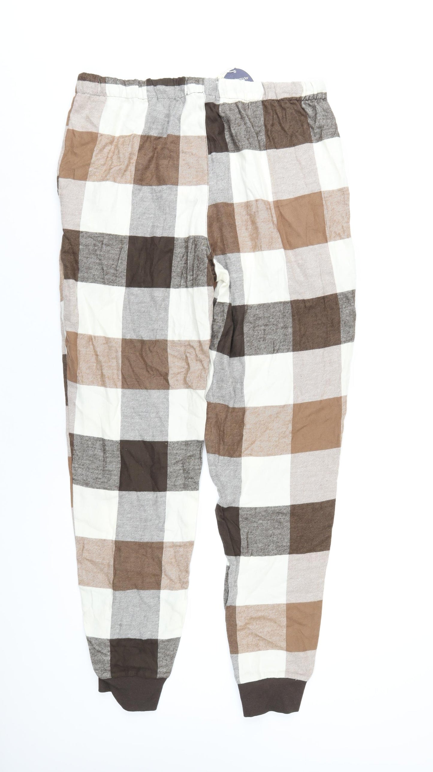 Peter Alexander Mens Brown Check Cotton Pyjama Pants Size M Drawstring