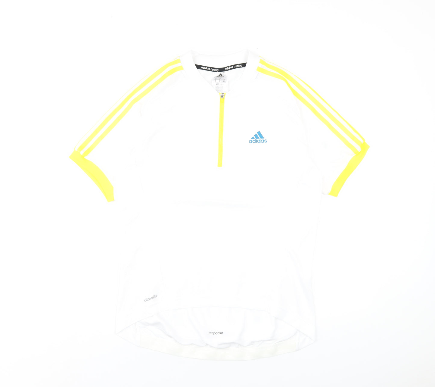 adidas Mens White Polyester Basic T-Shirt Size M Round Neck Zip