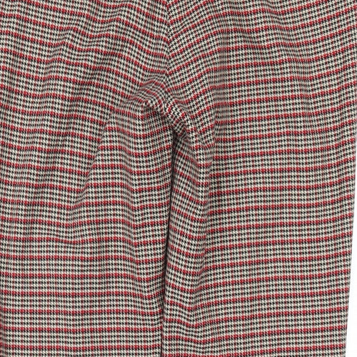 Monki Womens Red Plaid Polyester Trousers Size 8 L29 in Regular Zip