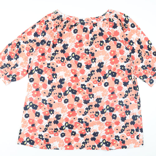 French Connection Womens Multicoloured Floral Cotton A-Line Size 10 Scoop Neck Button