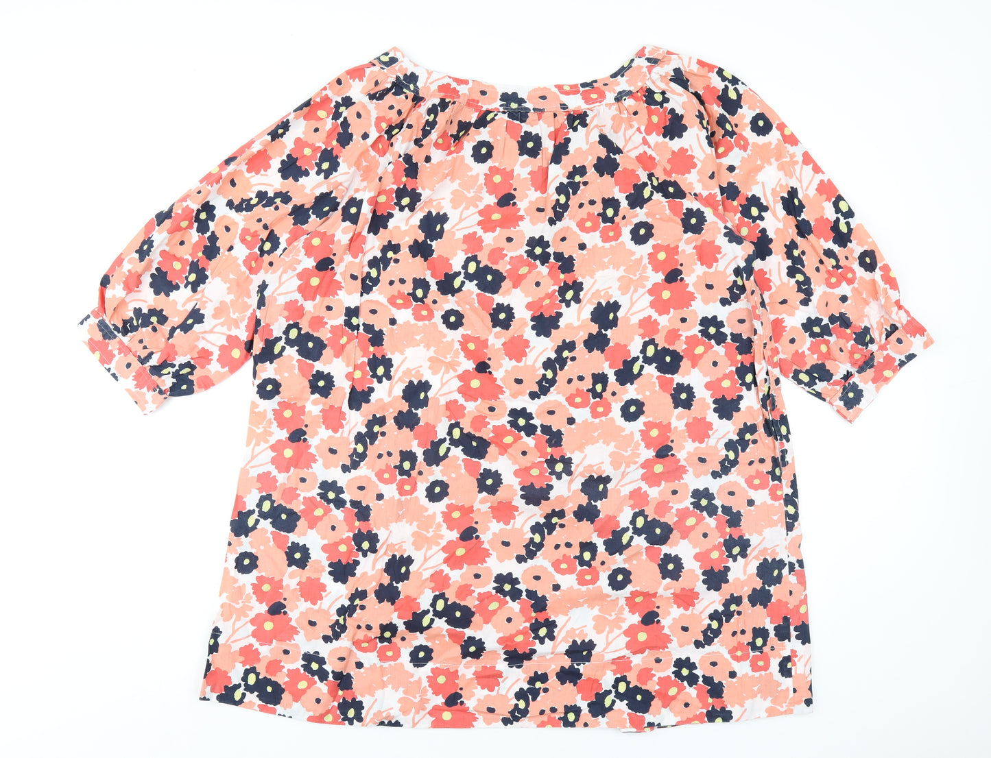 French Connection Womens Multicoloured Floral Cotton A-Line Size 10 Scoop Neck Button