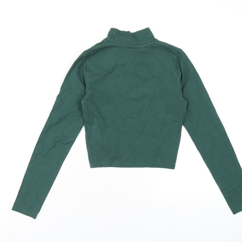 ellesse Womens Green Cotton Basic T-Shirt Size 8 Mock Neck