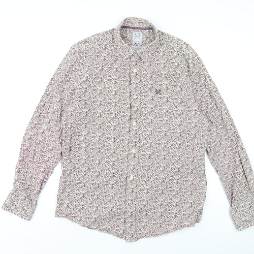 Crew Clothing Mens Multicoloured Geometric Cotton Button-Up Size M Collared Button