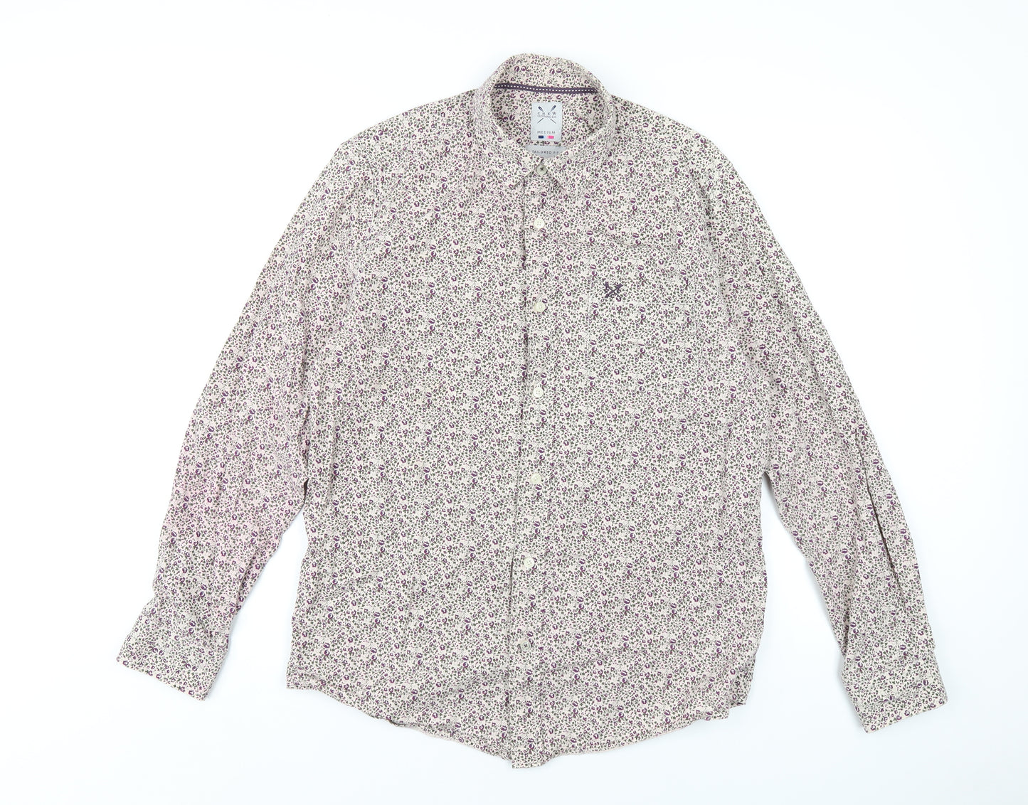Crew Clothing Mens Multicoloured Geometric Cotton Button-Up Size M Collared Button