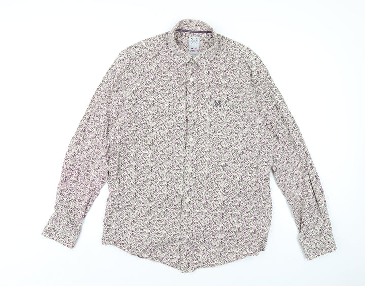 Crew Clothing Mens Multicoloured Geometric Cotton Button-Up Size M Collared Button