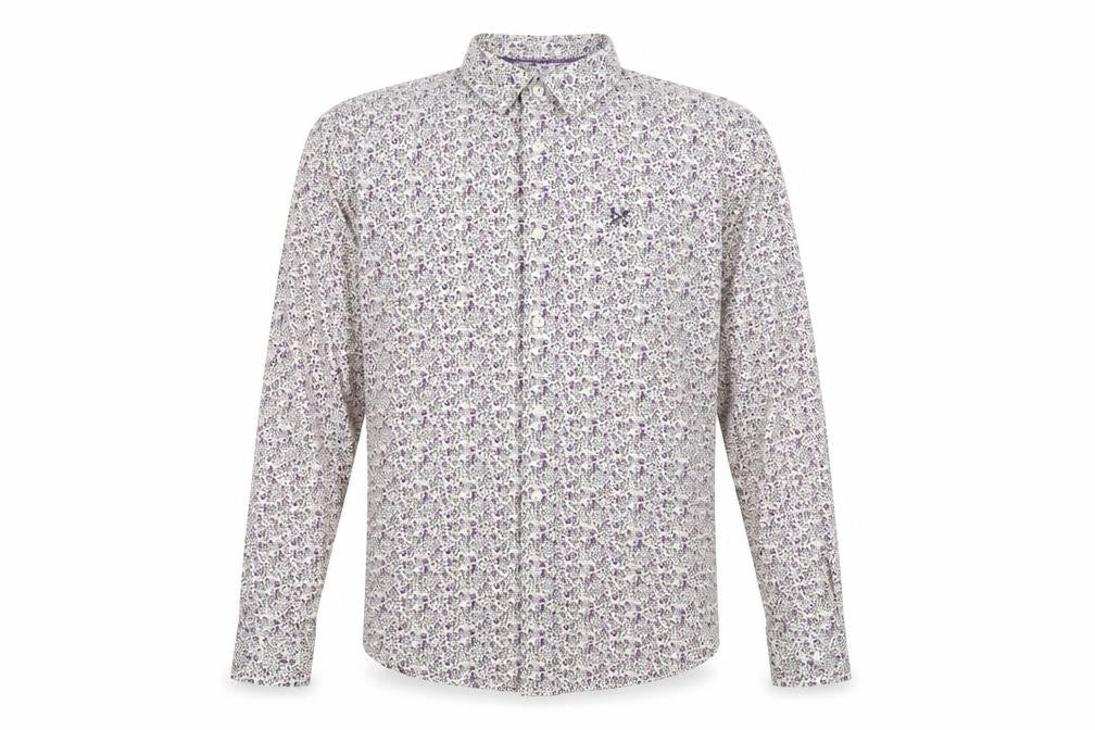 Front view of Crew Clothing Multicoloured Geometric Cotton Button-Up, size M, Collared Button