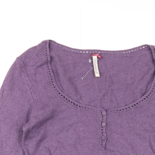 White Stuff Womens Purple Scoop Neck Viscose Pullover Jumper Size 10