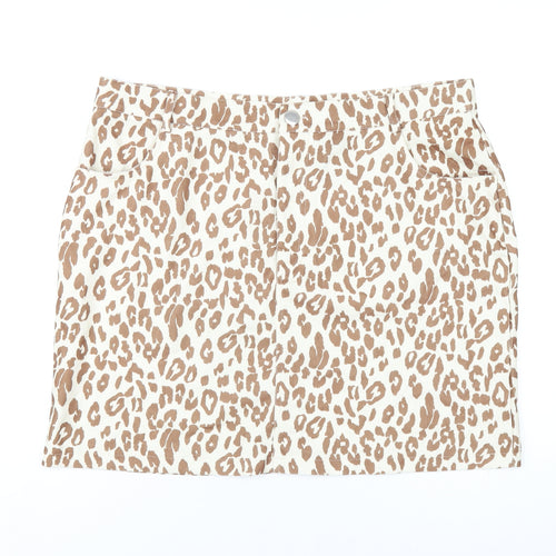 Daisy Street Womens Beige Animal Print Polyester A-Line Skirt Size 20 Zip